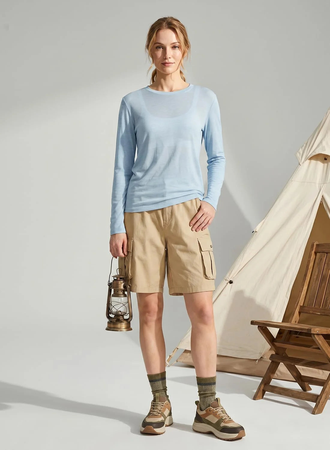 Merino Wool Shirt Women Lightweight Breathable Basic Tees Long Sleeve Sun Protection Shirts