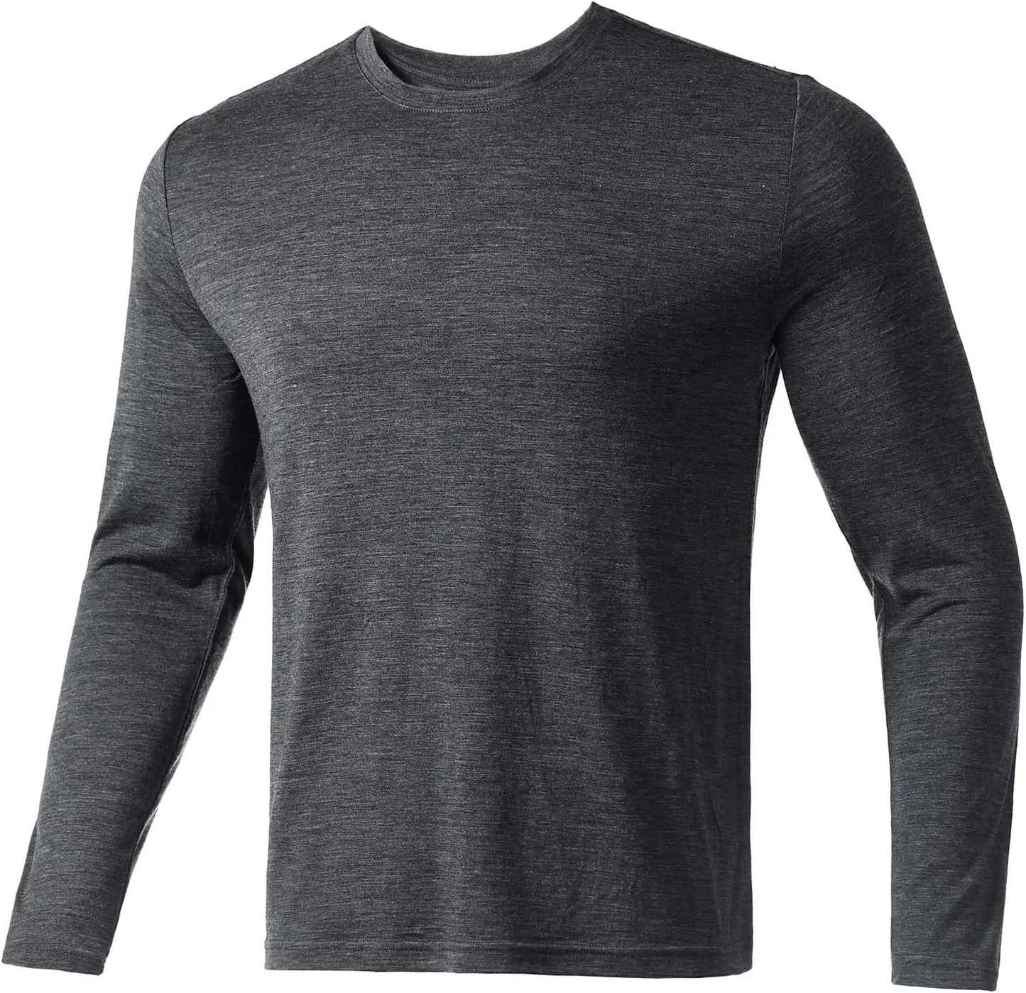 100% Merino Wool Base Layer for Men Long Sleeve Crew Neck Thermal Shirt