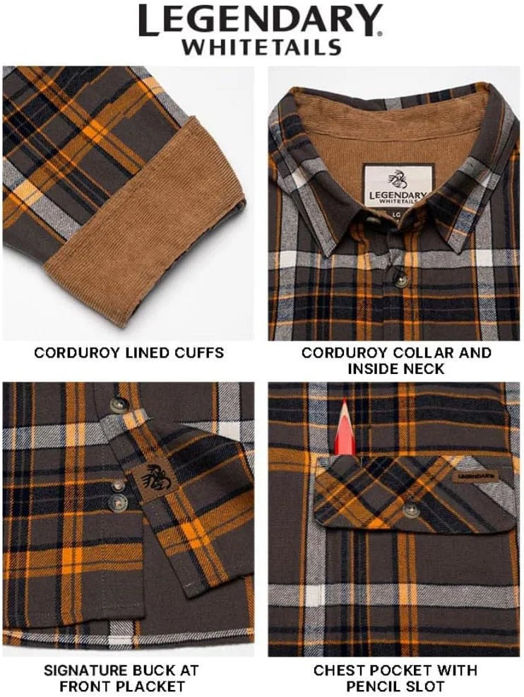 Legendary Whitetails Mens Flannel Long Sleeve Button Down 100% Cotton Shirt