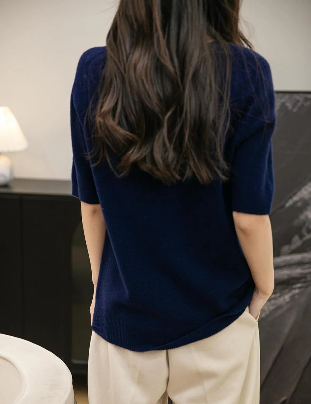 Chanyarn Women's 100% Merino Wool Spring Fall Winter First-Line Ready to Wear Seamless Knit Crewneck Short Sleeve Sweater