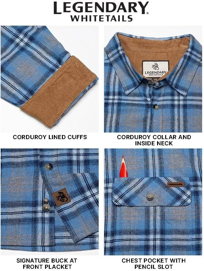 Legendary Whitetails Mens Flannel Long Sleeve Button Down 100% Cotton Shirt