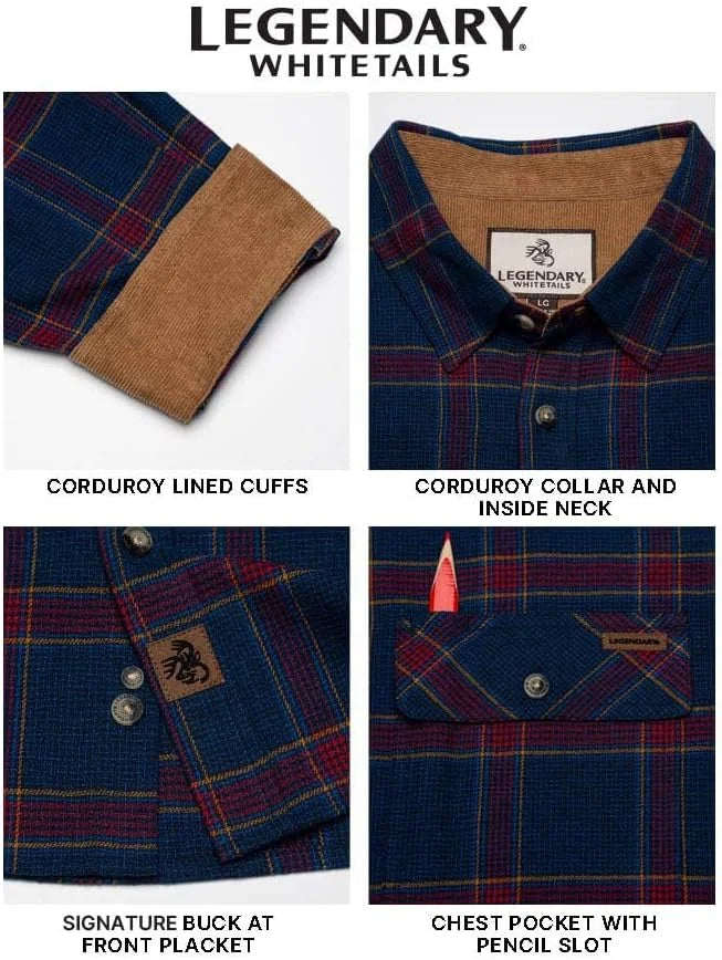 Legendary Whitetails Mens Flannel Long Sleeve Button Down 100% Cotton Shirt