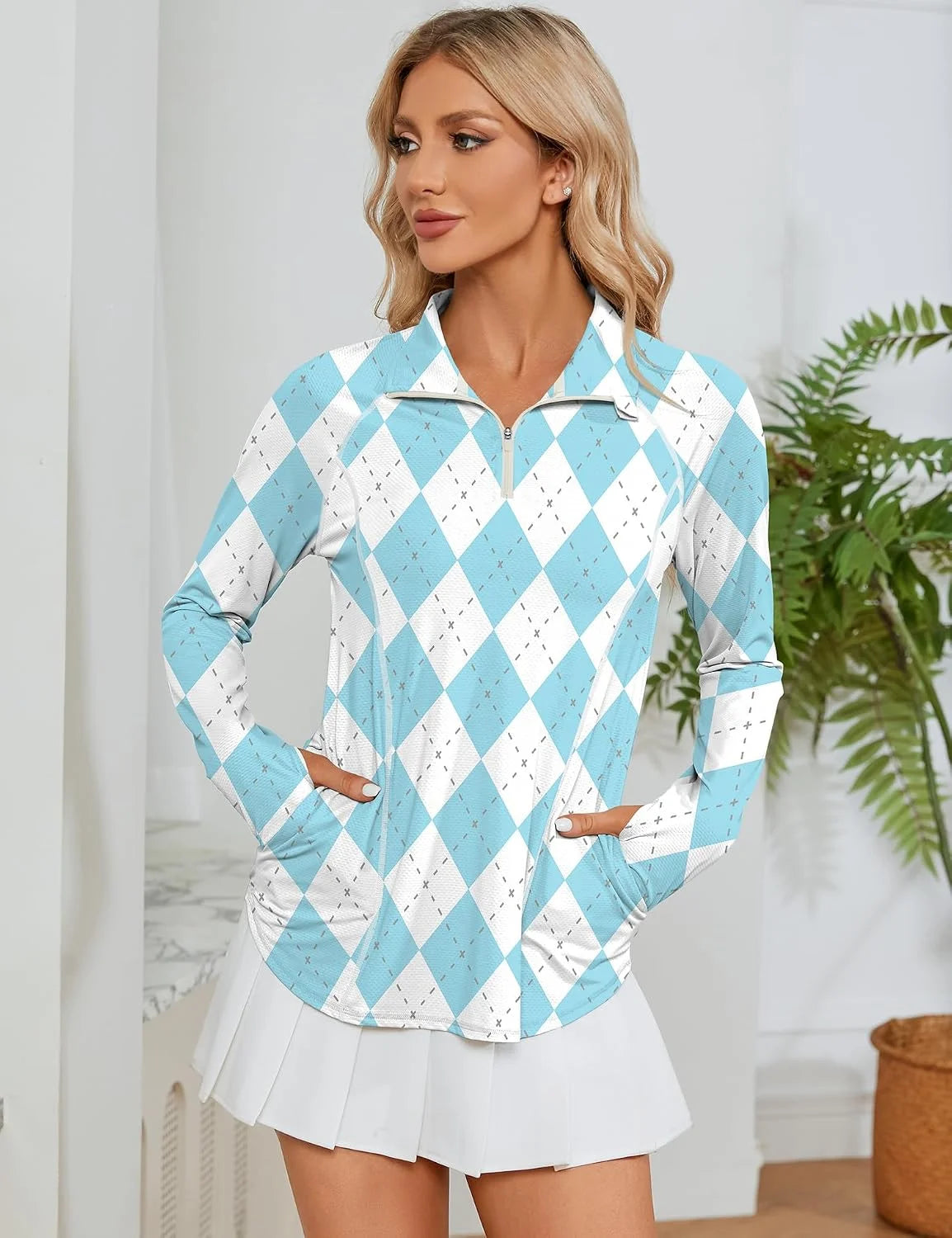 LOMON Women Long Sleeve Shirts Sun Protection 1/4 Zip Summer Quick Dry Hiking Shirts Quarter Zip Pullover for Women