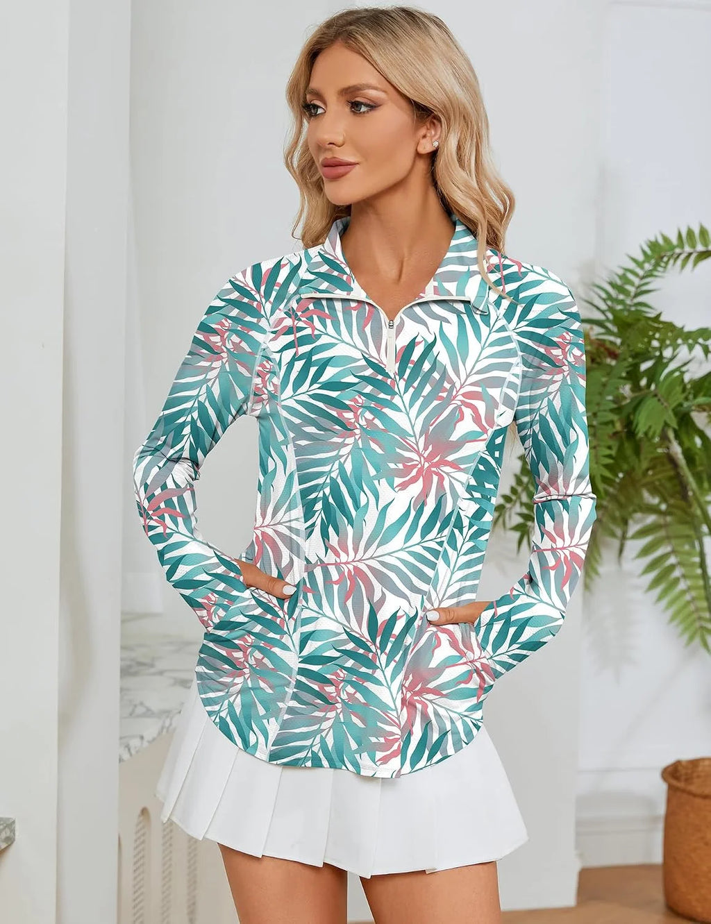 LOMON Women Long Sleeve Shirts Sun Protection 1/4 Zip Summer Quick Dry Hiking Shirts Quarter Zip Pullover for Women