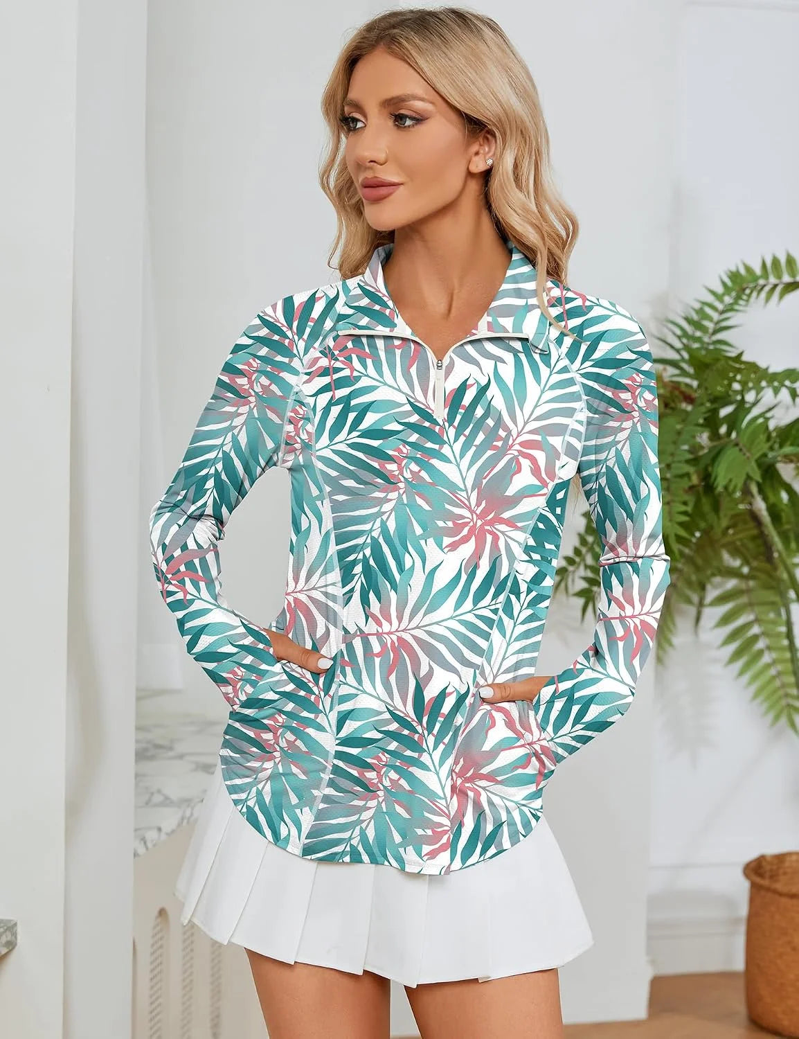 LOMON Women Long Sleeve Shirts Sun Protection 1/4 Zip Summer Quick Dry Hiking Shirts Quarter Zip Pullover for Women