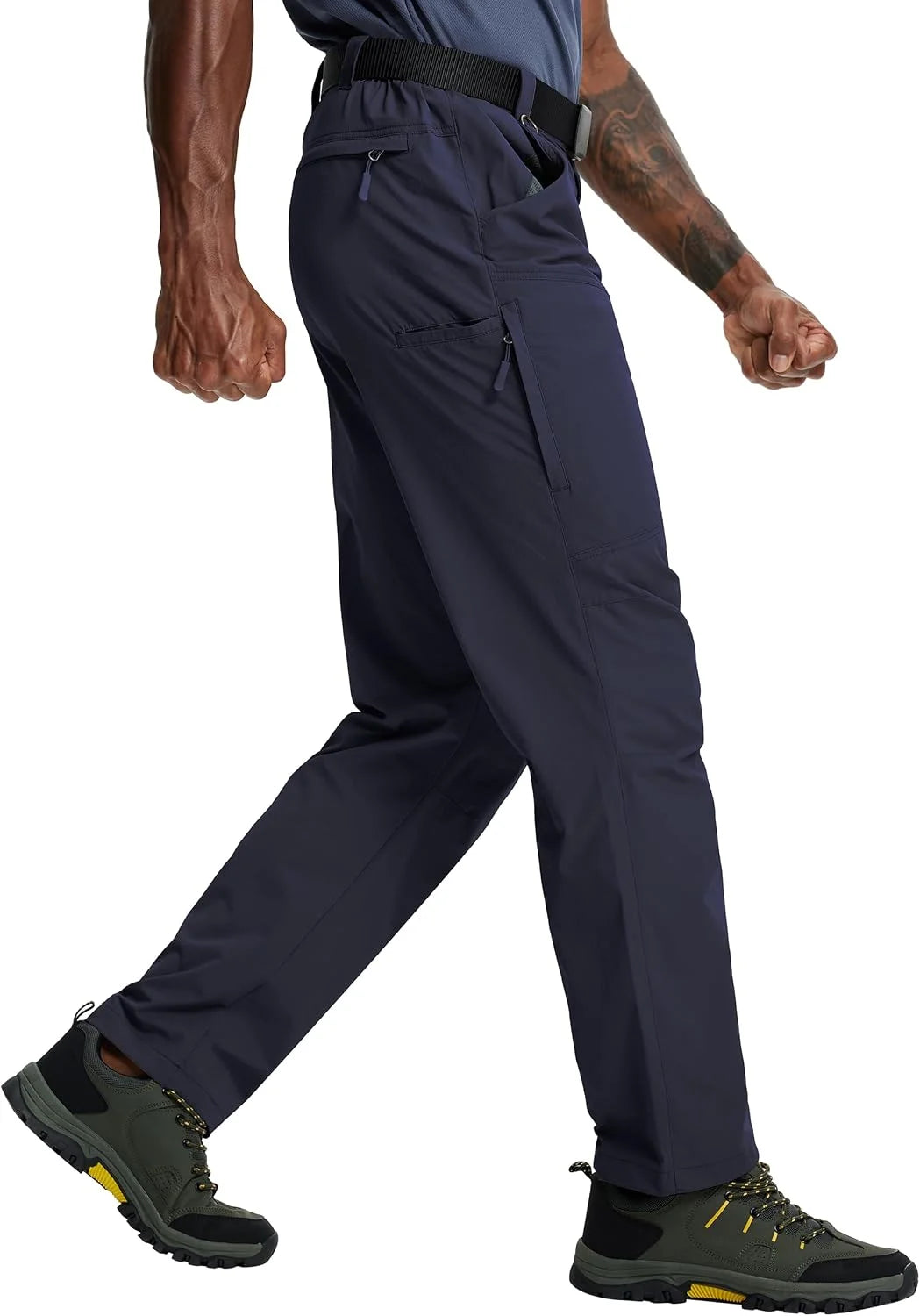 Mens Hiking Pants Lightweight Cargo Work Tactical Nylon Stretch Waterproof Quick Dry Fishing Travel Outdoor 6 Pockets