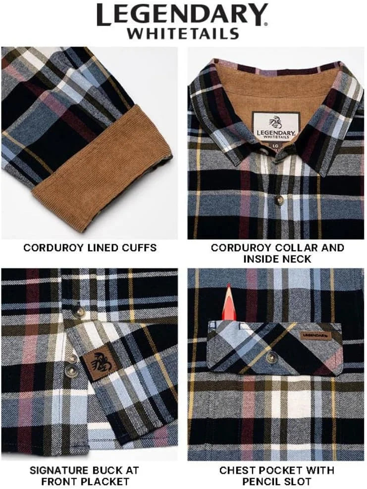 Legendary Whitetails Mens Flannel Long Sleeve Button Down 100% Cotton Shirt