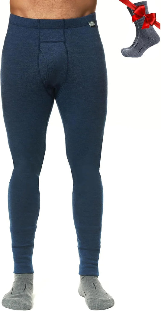 100% Merino Wool Base Layer Mens Pants - Thermal Underwear Long Johns