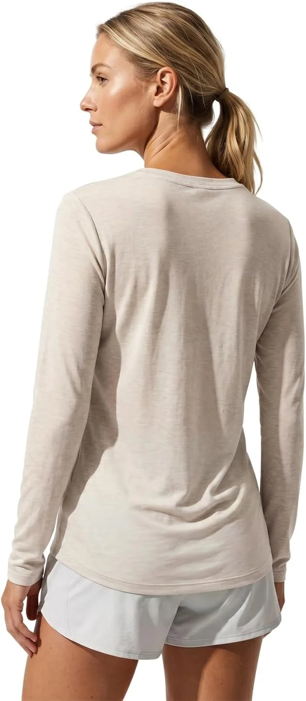 Merino Wool Shirt Women Lightweight Breathable Basic Tees Long Sleeve Sun Protection Shirts