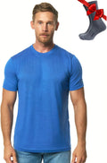 100% Merino Wool T-Shirt Men - Base Layer Top Undershirt with Hiking Socks