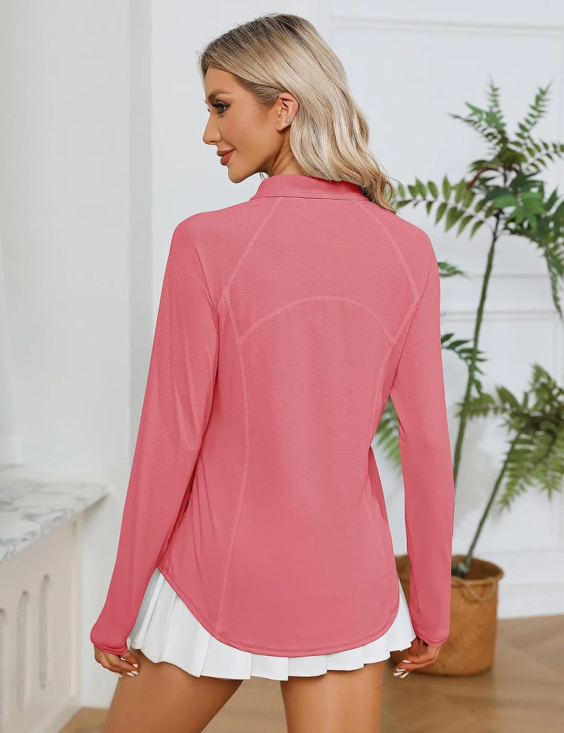 LOMON Women Long Sleeve Shirts Sun Protection 1/4 Zip Summer Quick Dry Hiking Shirts Quarter Zip Pullover for Women