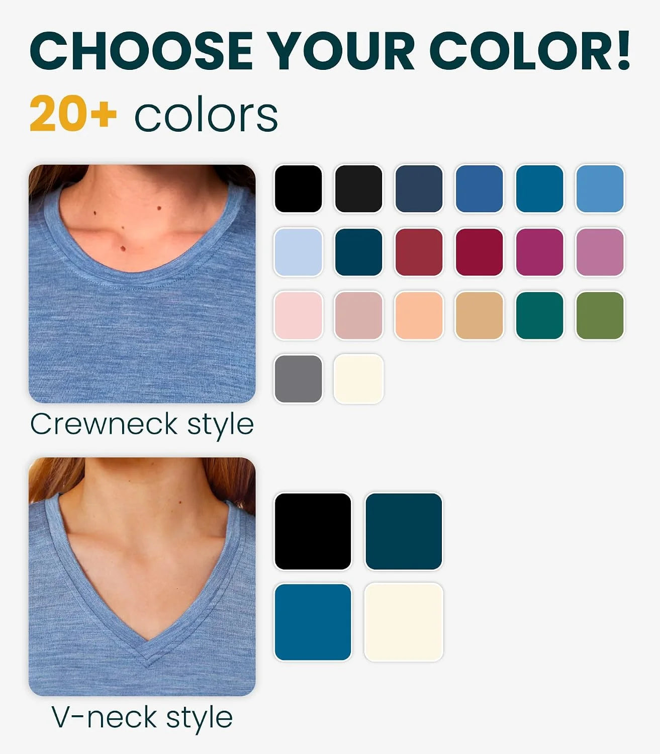 100% Merino Wool Shirt Women - Short Sleeve Tee Base Layer Top Undershirt