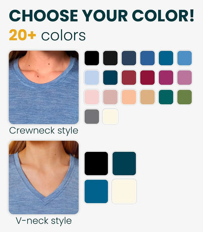 100% Merino Wool Shirt Women - Short Sleeve Tee Base Layer Top Undershirt