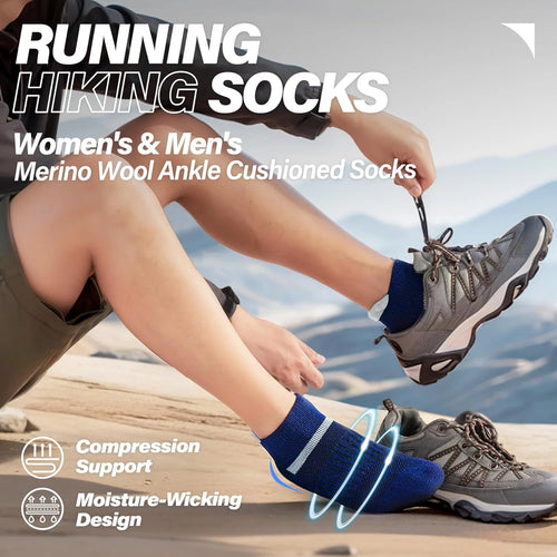 Anlisim Merino Wool Ankle Running Hiking Socks for Women and Men