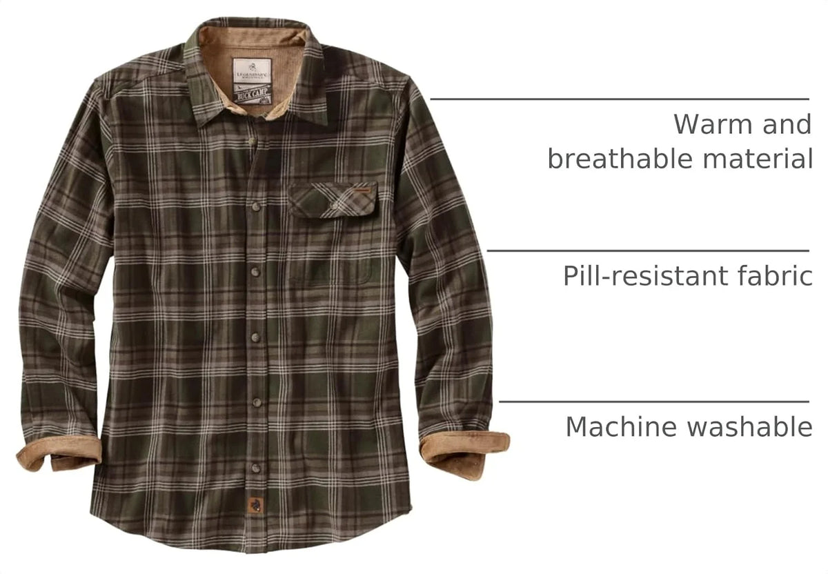 Legendary Whitetails Mens Flannel Long Sleeve Button Down 100% Cotton Shirt