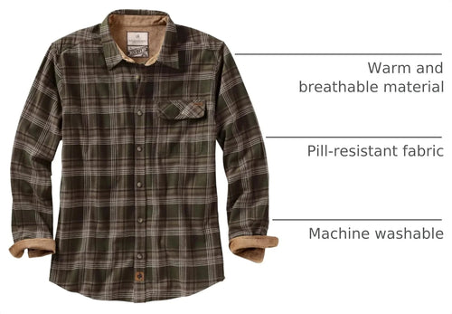 Legendary Whitetails Mens Flannel Long Sleeve Button Down 100% Cotton Shirt