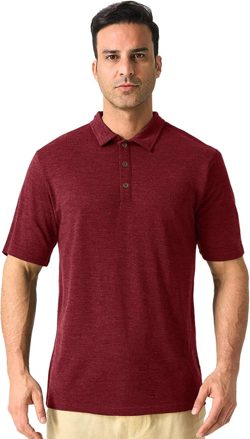 Merino Protect 100% Merino Wool Polo Shirts Mens Anti-Odor Short Sleeve Moisture Wicking Base Layer for Travel