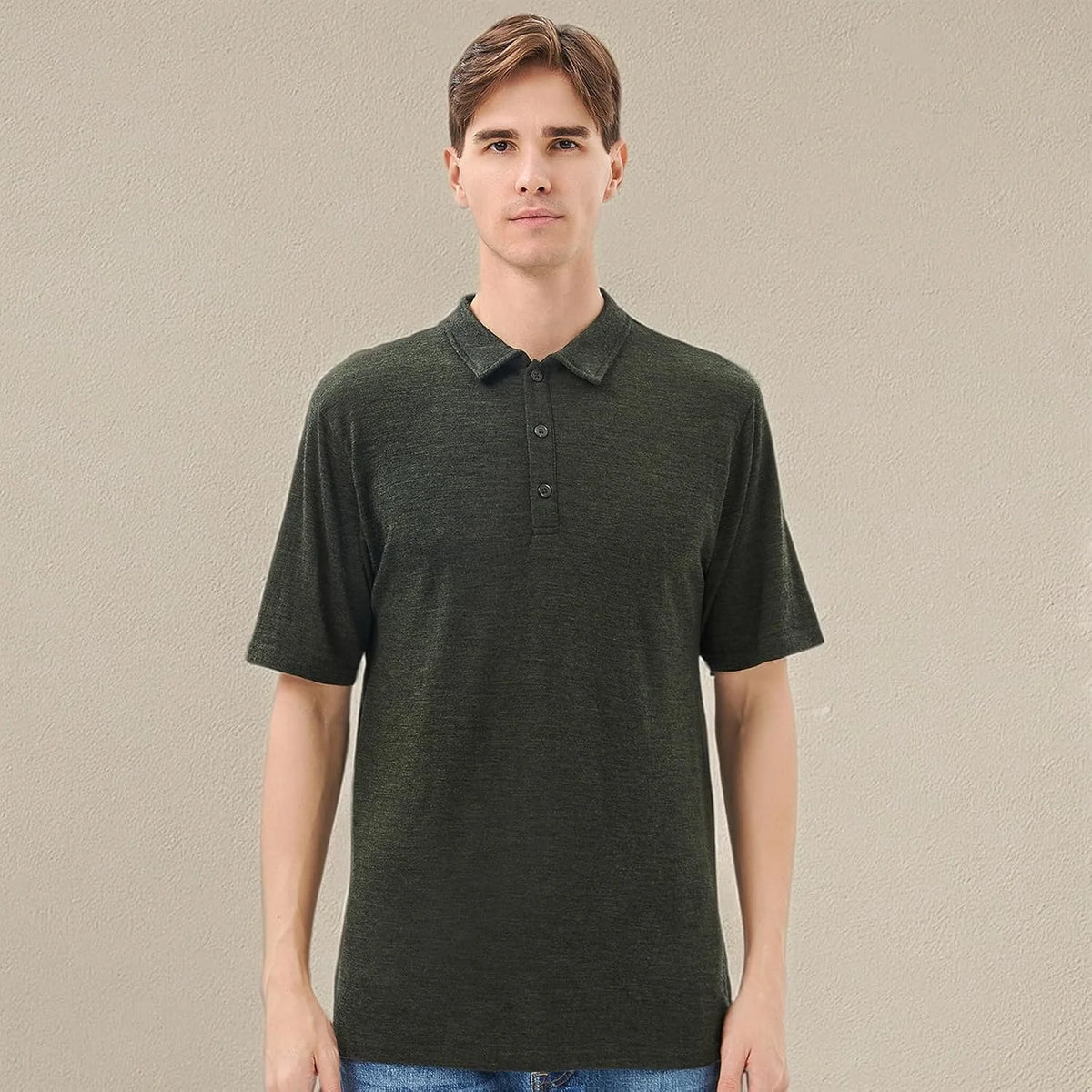 Merino Protect 100% Merino Wool Polo Shirts Mens Anti-Odor Short Sleeve Moisture Wicking Base Layer for Travel