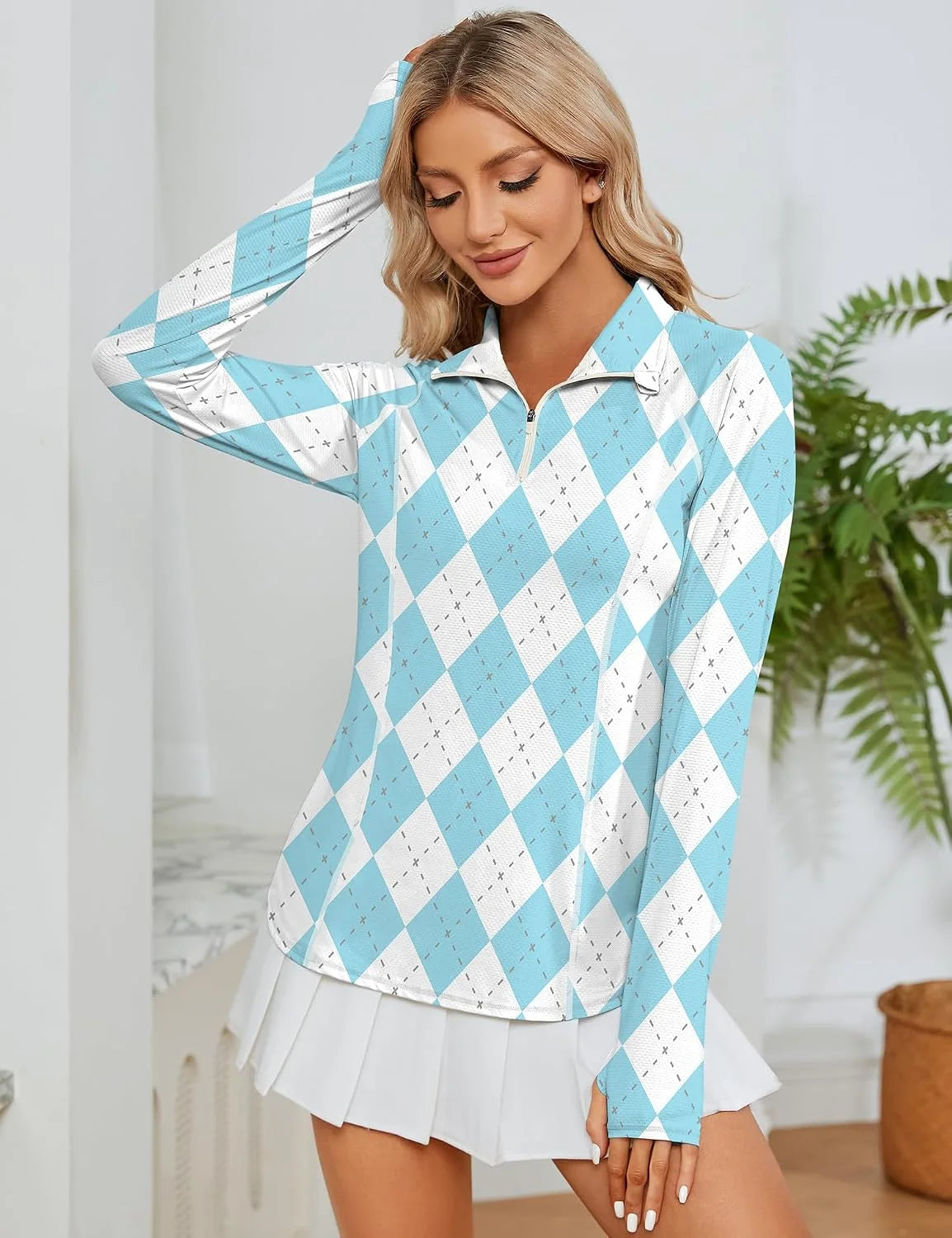 LOMON Women Long Sleeve Shirts Sun Protection 1/4 Zip Summer Quick Dry Hiking Shirts Quarter Zip Pullover for Women