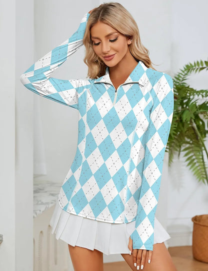 LOMON Women Long Sleeve Shirts Sun Protection 1/4 Zip Summer Quick Dry Hiking Shirts Quarter Zip Pullover for Women