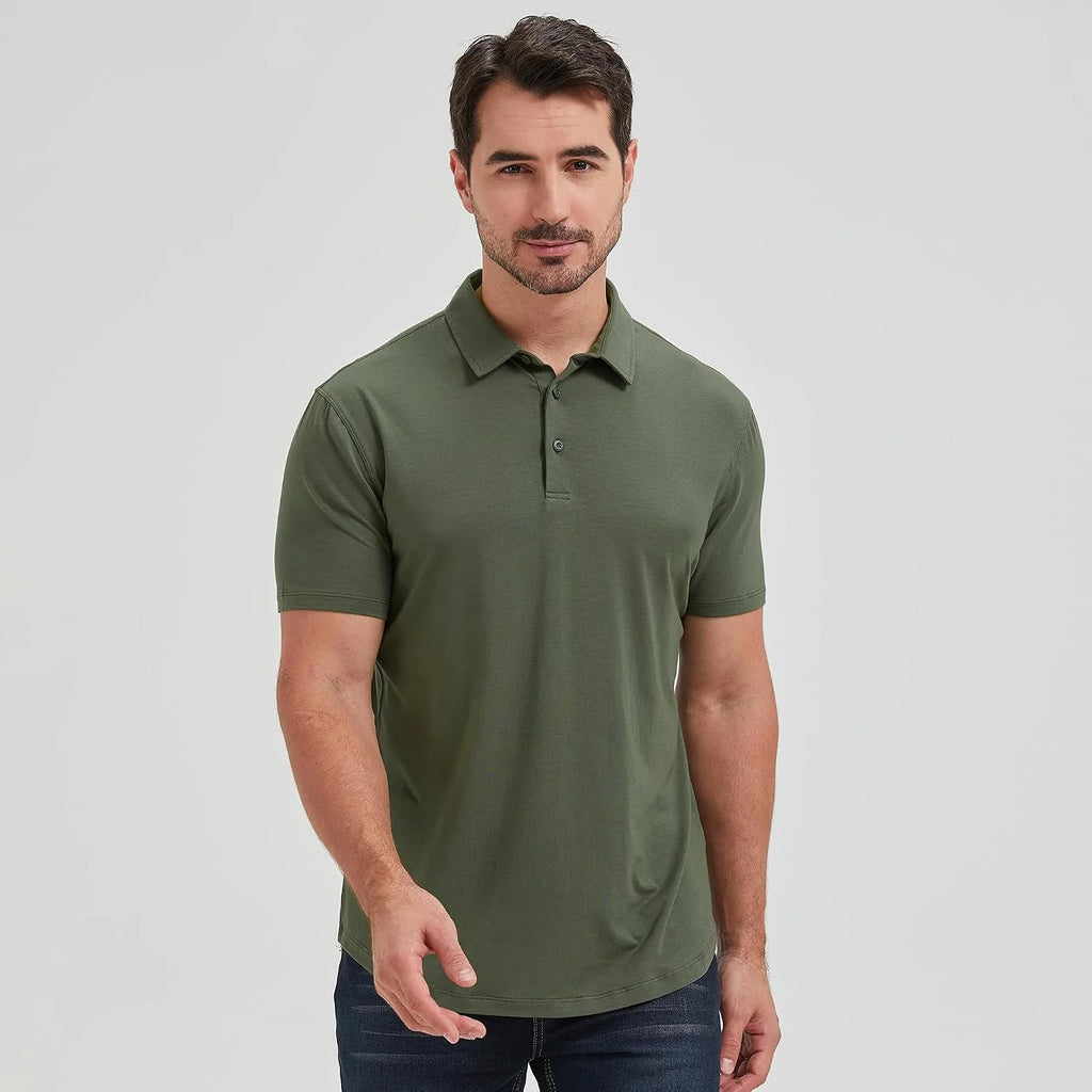 netdraw Men's Ultra Soft Bamboo Viscose Polo Curved Hem S-3XL