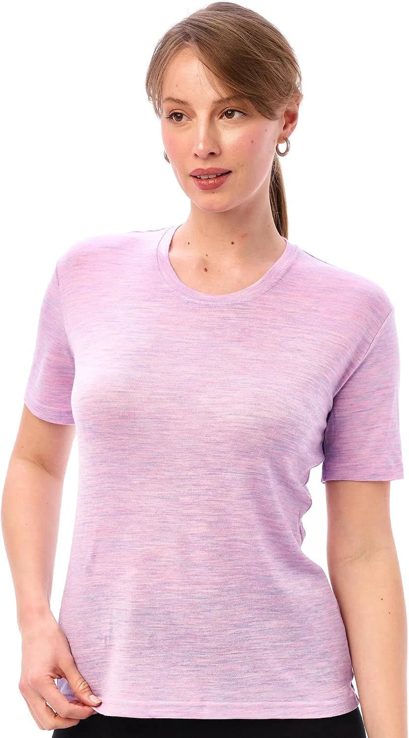 100% Merino Wool Shirt Women - Short Sleeve Tee Base Layer Top Undershirt