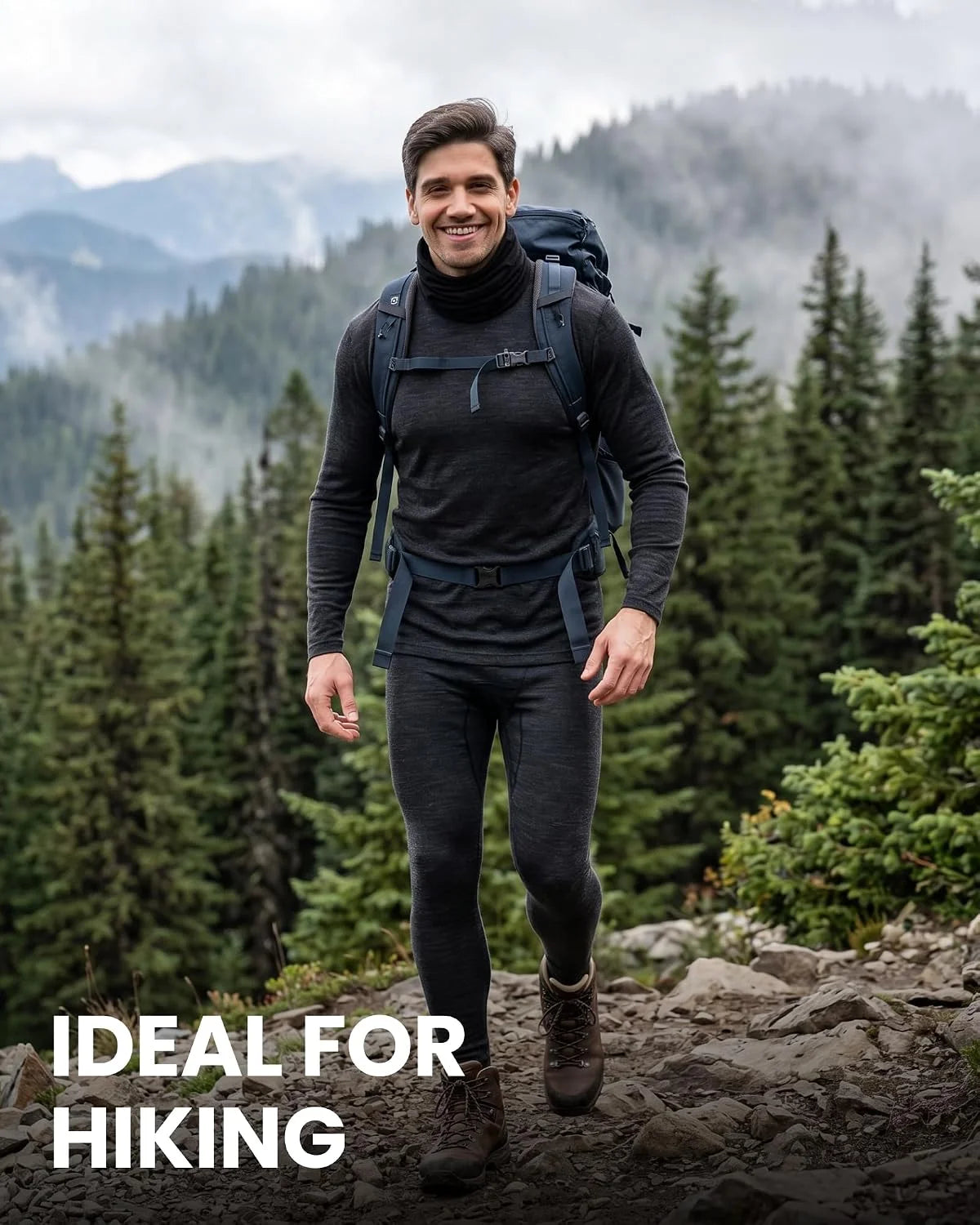 100% Merino Wool Base Layer Mens Long Johns - Thermal Underwear Bottoms