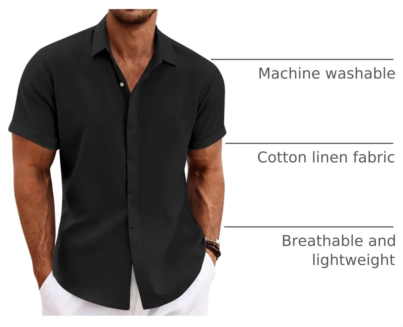 COOFANDY Men's Linen Shirts Short Sleeve Casual Shirts Button Down Shirt for Men Beach Summer Wedding Shirt