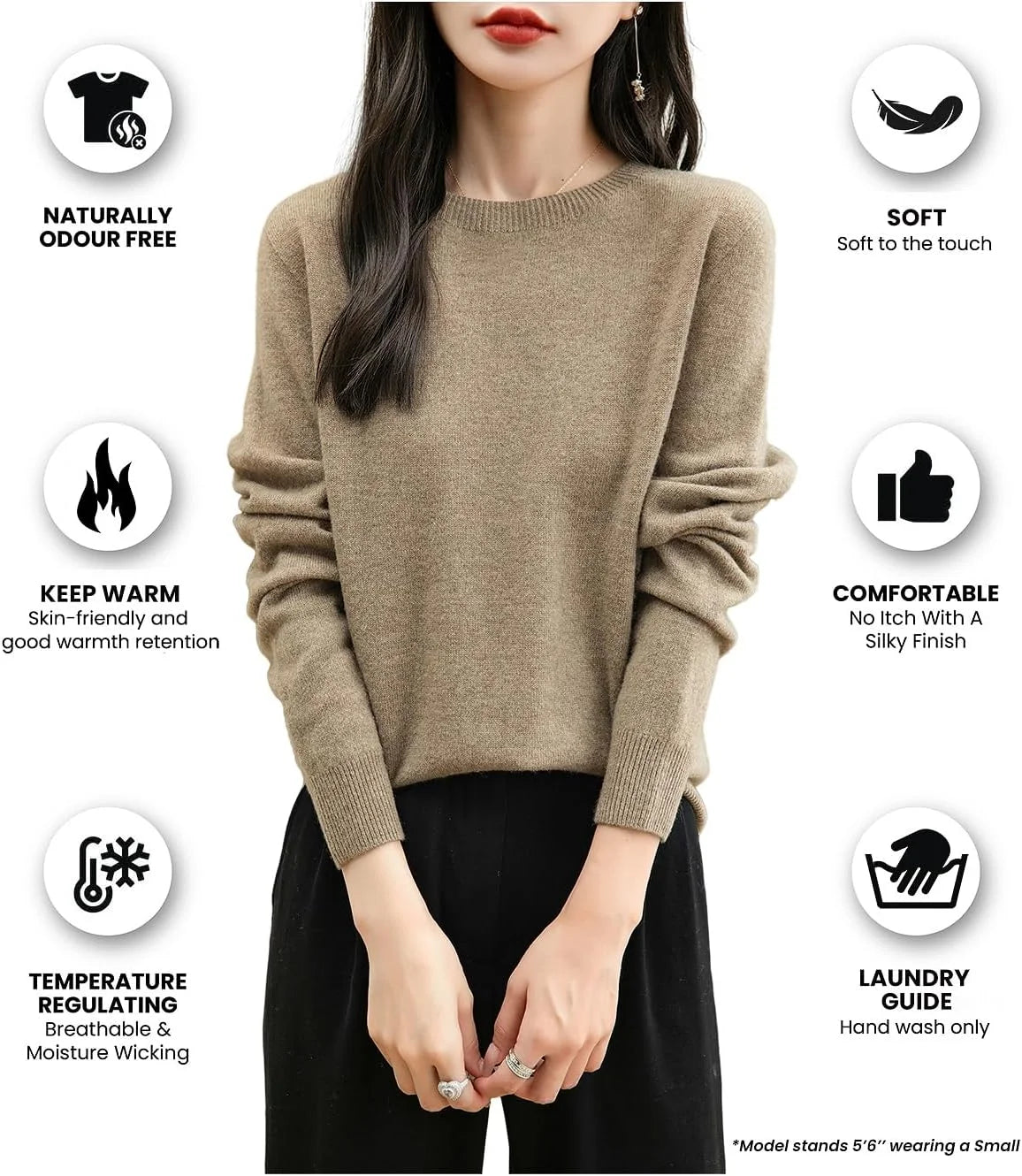 Chanyarn Women's 100% Merino Wool 2025 Fall Winter First-Line Ready to Wear Long Sleeve Seamless Knit Crewneck Sweater
