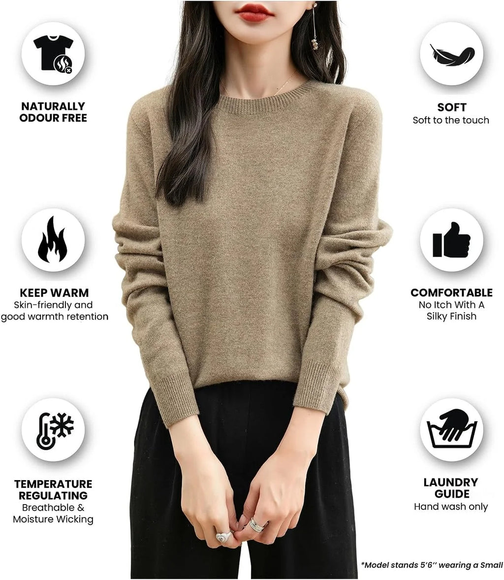 Chanyarn Women's 100% Merino Wool 2025 Fall Winter First-Line Ready to Wear Long Sleeve Seamless Knit Crewneck Sweater