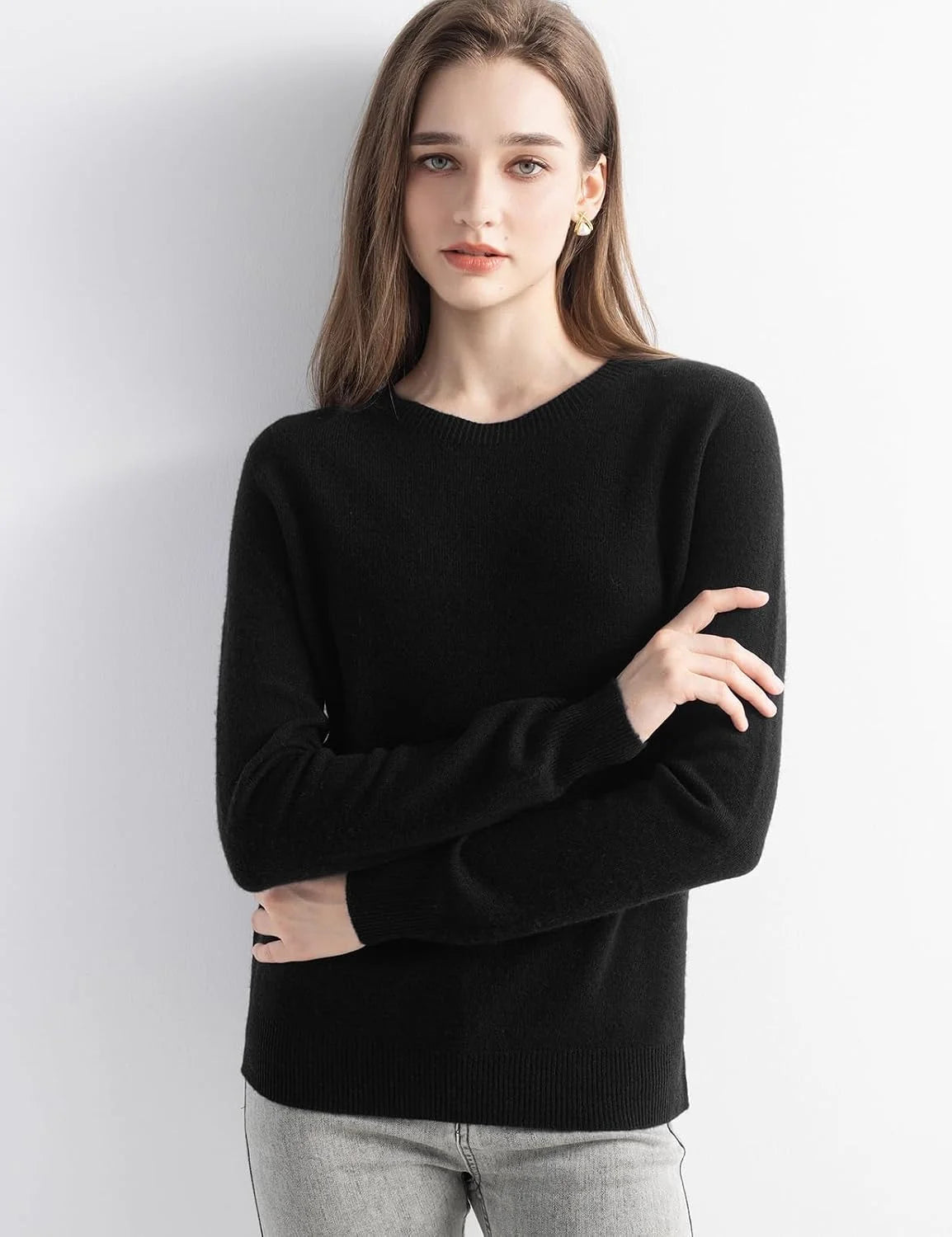 Chanyarn Women's 100% Merino Wool 2025 Fall Winter First-Line Ready to Wear Long Sleeve Seamless Knit Crewneck Sweater