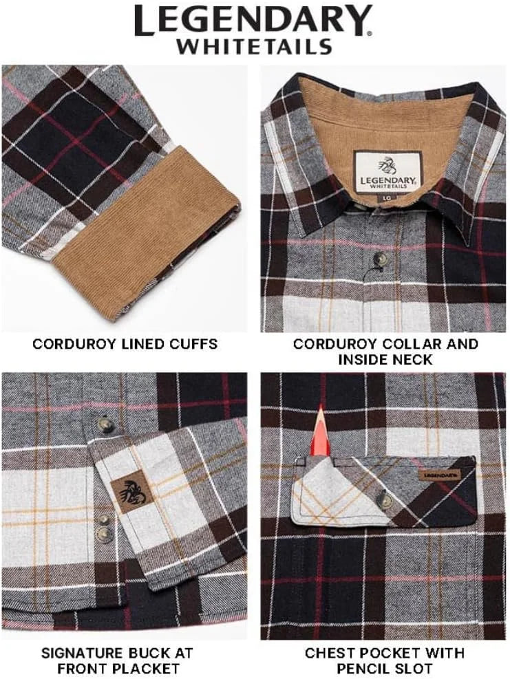 Legendary Whitetails Mens Flannel Long Sleeve Button Down 100% Cotton Shirt