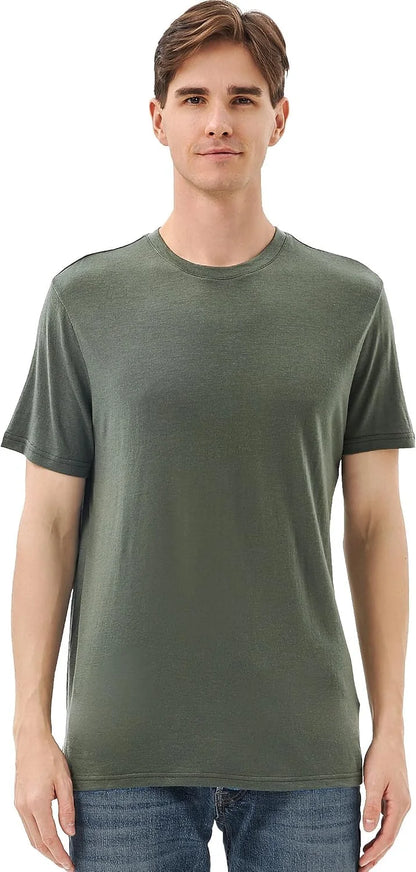 Merino Protect 100% Merino Wool T Shirts for Men Odor Resistance Base Layer Hiking Travel T-Shirt Soft Undershirt