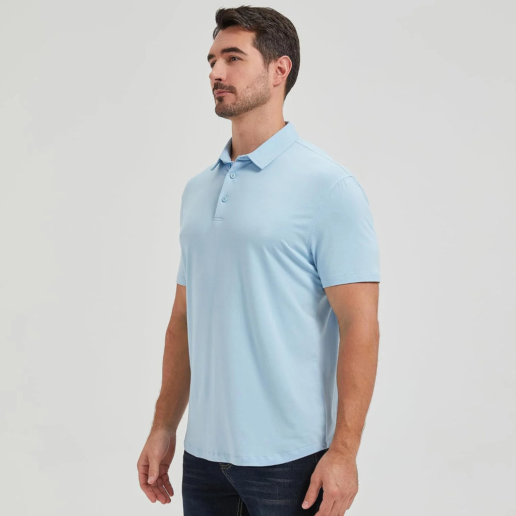 netdraw Men's Ultra Soft Bamboo Viscose Polo Curved Hem S-3XL | Lightweight , Breathable, Odor-resistant, UPF 50+, Collared Golf Shirt