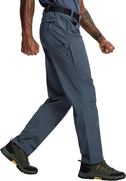 Mens Hiking Pants Lightweight Cargo Work Tactical Nylon Stretch Waterproof Quick Dry Fishing Travel Outdoor 6 Pockets