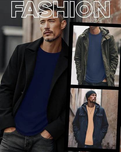 3 Pack Mens Long Sleeve Thermal Shirts Crew Neck Tops