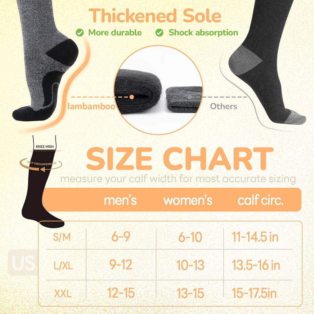 Merino Wool Compression Socks for Women Men 15-20 mmHg for flying