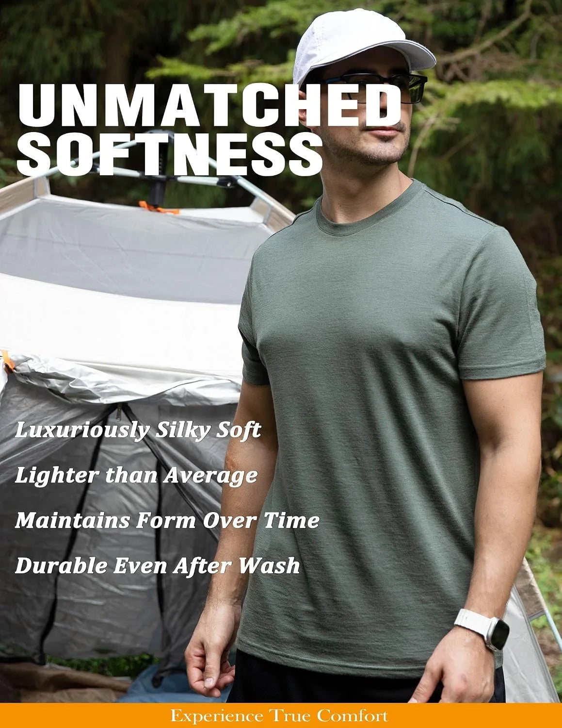 Merino Protect 100% Merino Wool T Shirts for Men Odor Resistance Base Layer Hiking Travel T-Shirt Soft Undershirt