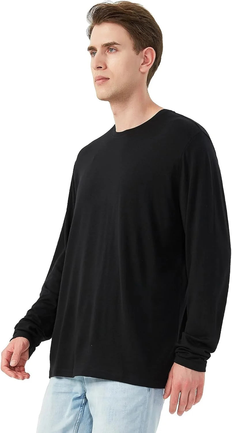 100% Merino Wool Base Layer for Men Long Sleeve Crew Neck Thermal Shirt