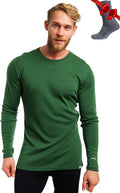 100% Merino Wool Base Layer Mens - Long Sleeve Thermal Shirts with Socks
