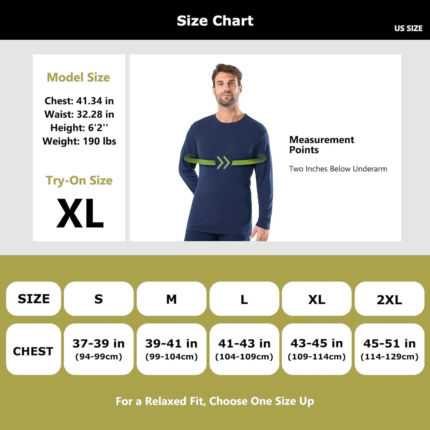 100% Merino Wool Base Layer for Men Long Sleeve Crew Neck Thermal Shirt