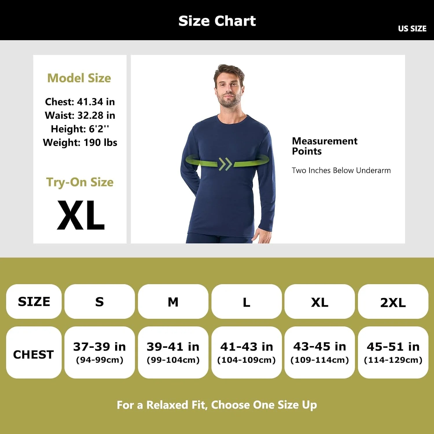 100% Merino Wool Base Layer for Men Long Sleeve Crew Neck Thermal Shirt