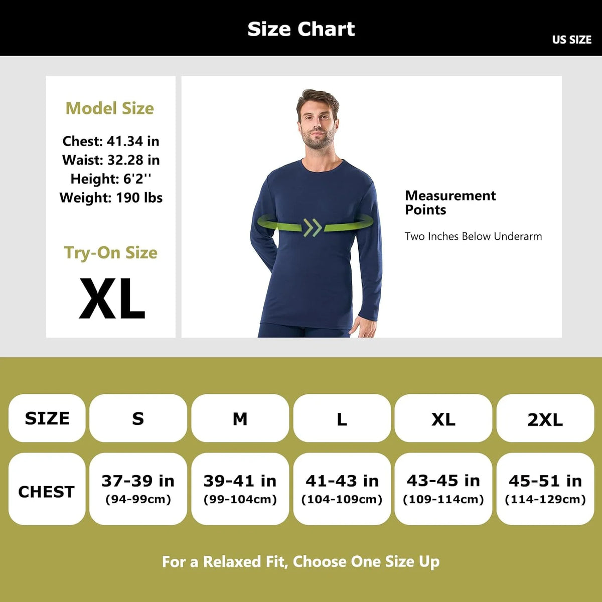 100% Merino Wool Base Layer for Men Long Sleeve Crew Neck Thermal Shirt