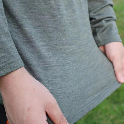 100% Merino Wool Base Layer for Men Long Sleeve Crew Neck Thermal Shirt