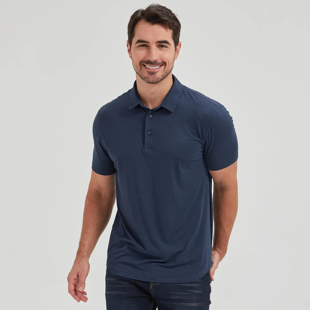 netdraw Men's Ultra Soft Bamboo Viscose Polo Curved Hem S-3XL | Lightweight , Breathable, Odor-resistant, UPF 50+, Collared Golf Shirt