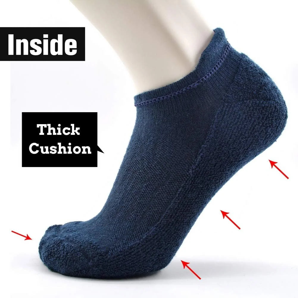 Busy Socks Merino Wool Compression Support Ankle Running Hiking Socks for Men Women, Soft Thick Cushion Tab Socks 3/6 Pairs