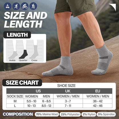Anlisim Merino Wool Ankle Running Hiking Socks for Women and Men