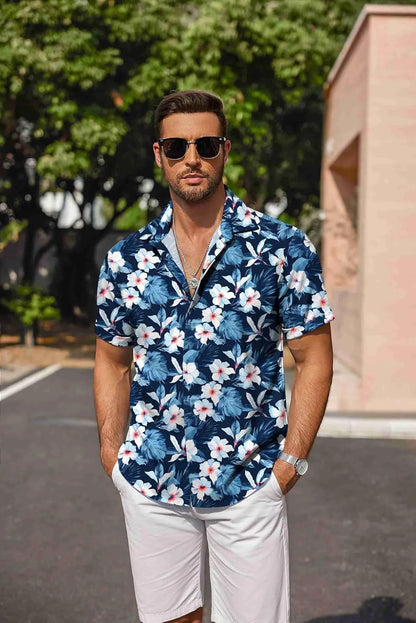 COOFANDY Men's Linen Shirts Short Sleeve Casual Shirts Button Down Shirt for Men Beach Summer Wedding Shirt