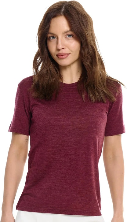 100% Merino Wool Shirt Women - Short Sleeve Tee Base Layer Top Undershirt