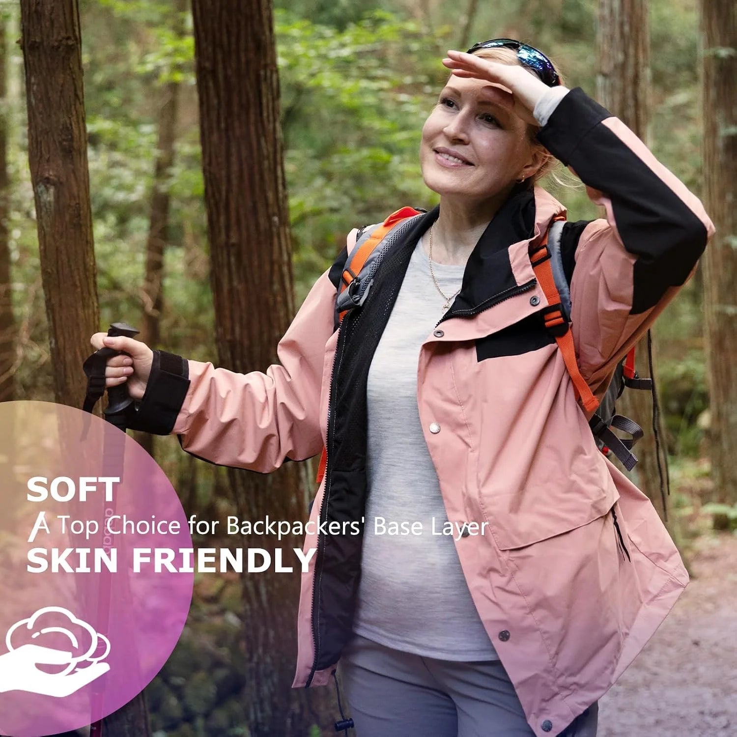 100% Merino Wool Base Layer Women Soft Thermal Long Sleeve Everyday Shirt | 17.5mic Soft, Comfort for Travel, Hiking, Odor-Resistant, Moisture Wicking, Warmth Versatile Layering, Everyday Wear